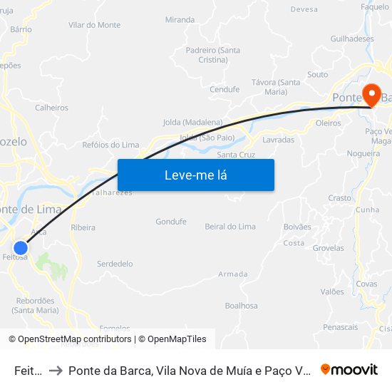 Feitosa to Ponte da Barca, Vila Nova de Muía e Paço Vedro de Magalhães map