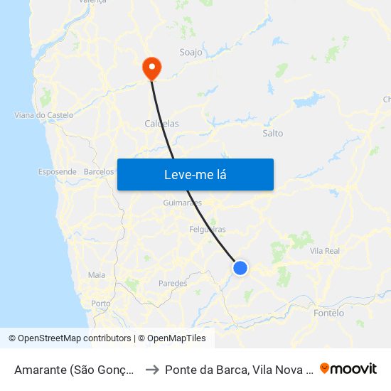 Amarante (São Gonçalo), Madalena, Cepelos e Gatão to Ponte da Barca, Vila Nova de Muía e Paço Vedro de Magalhães map