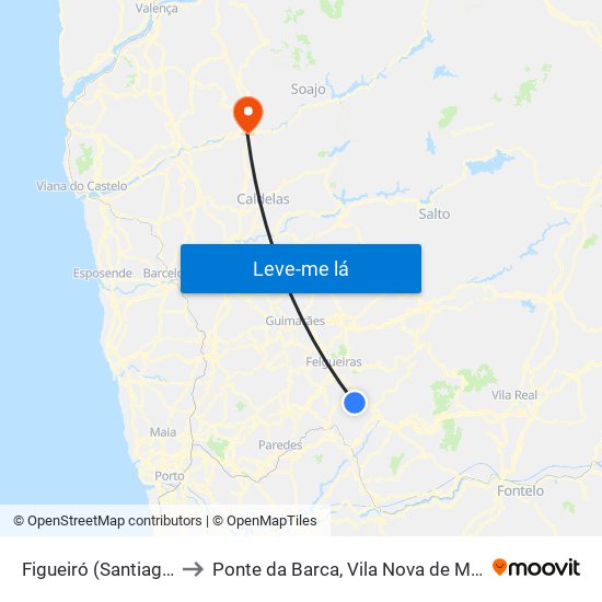 Figueiró (Santiago e Santa Cristina) to Ponte da Barca, Vila Nova de Muía e Paço Vedro de Magalhães map
