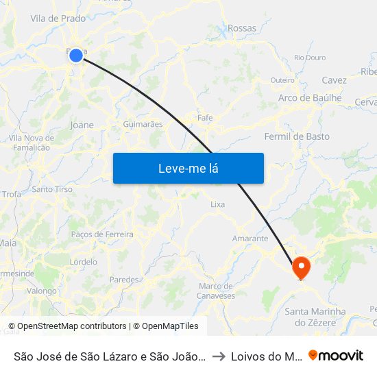 São José de São Lázaro e São João do Souto to Loivos do Monte map