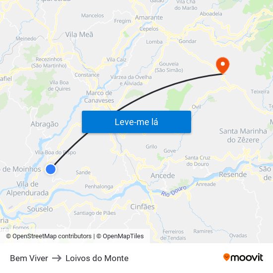 Bem Viver to Loivos do Monte map