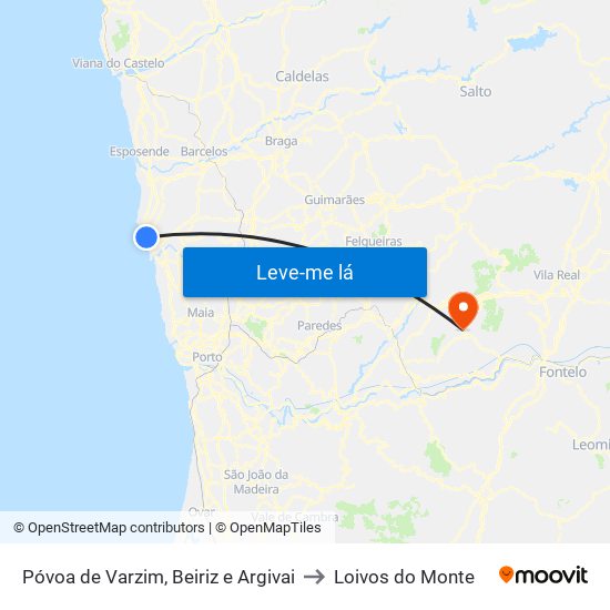 Póvoa de Varzim, Beiriz e Argivai to Loivos do Monte map