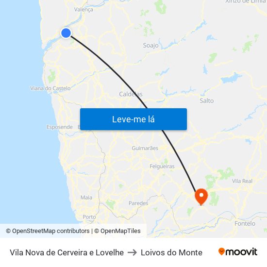 Vila Nova de Cerveira e Lovelhe to Loivos do Monte map