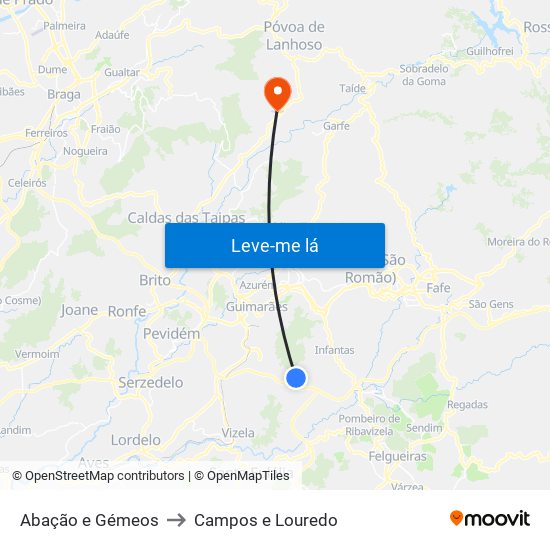 Abação e Gémeos to Campos e Louredo map