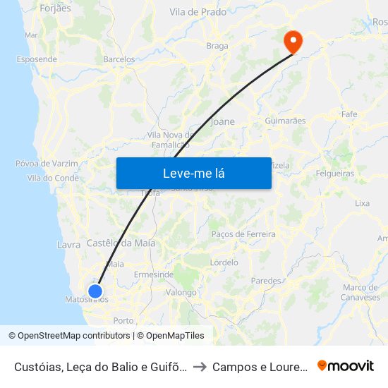 Custóias, Leça do Balio e Guifões to Campos e Louredo map