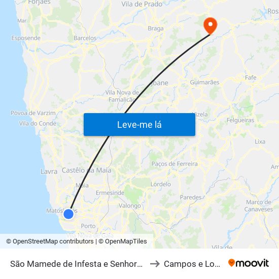 São Mamede de Infesta e Senhora da Hora to Campos e Louredo map