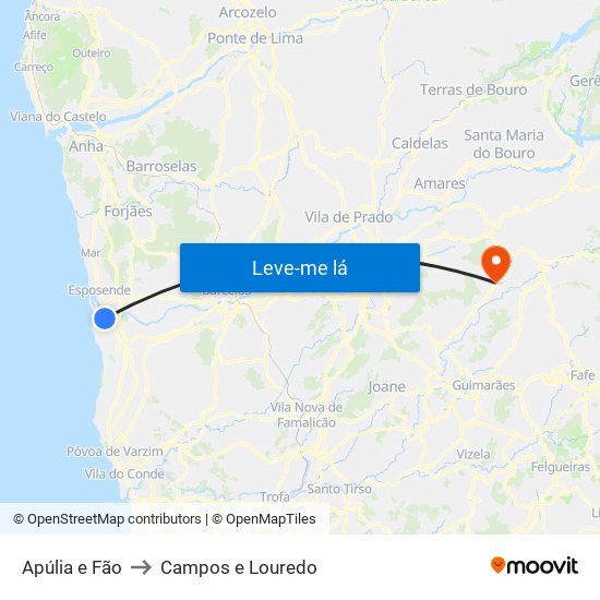 Apúlia e Fão to Campos e Louredo map