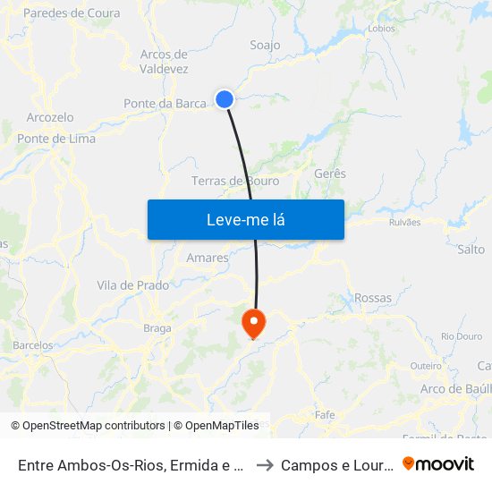 Entre Ambos-Os-Rios, Ermida e Germil to Campos e Louredo map