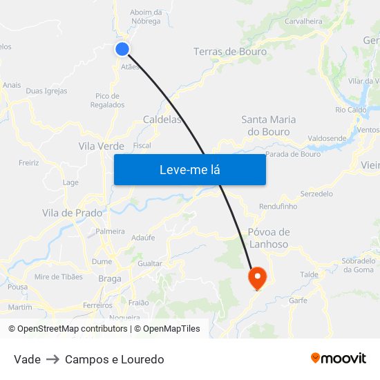 Vade to Campos e Louredo map