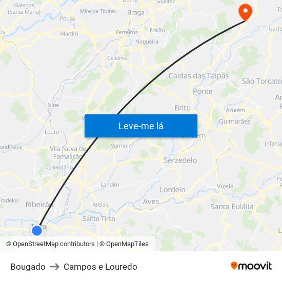 Bougado to Campos e Louredo map