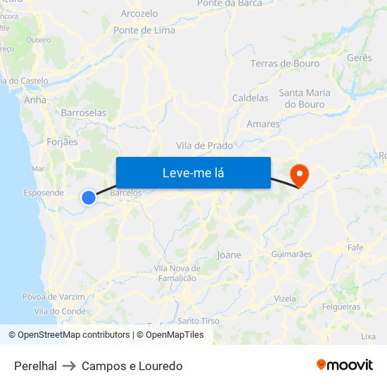 Perelhal to Campos e Louredo map