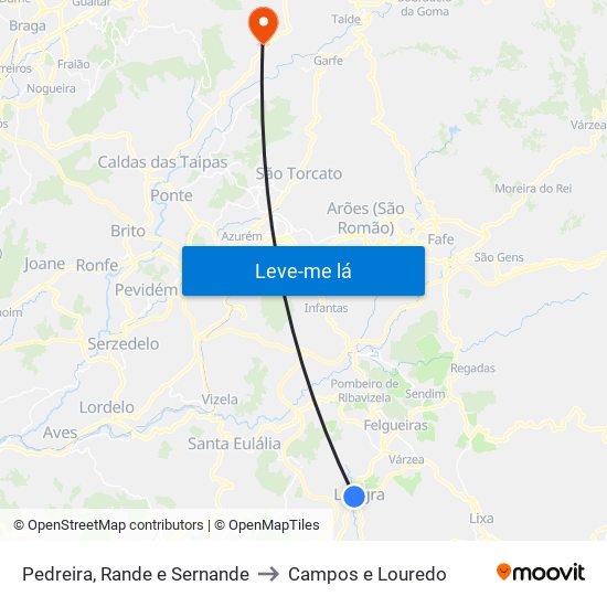 Pedreira, Rande e Sernande to Campos e Louredo map