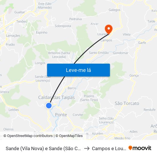 Sande (Vila Nova) e Sande (São Clemente) to Campos e Louredo map