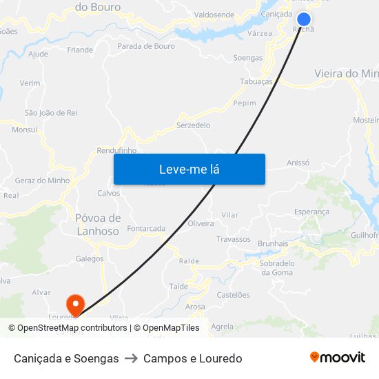 Caniçada e Soengas to Campos e Louredo map