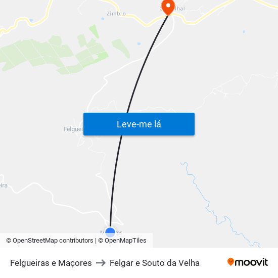 Felgueiras e Maçores to Felgar e Souto da Velha map