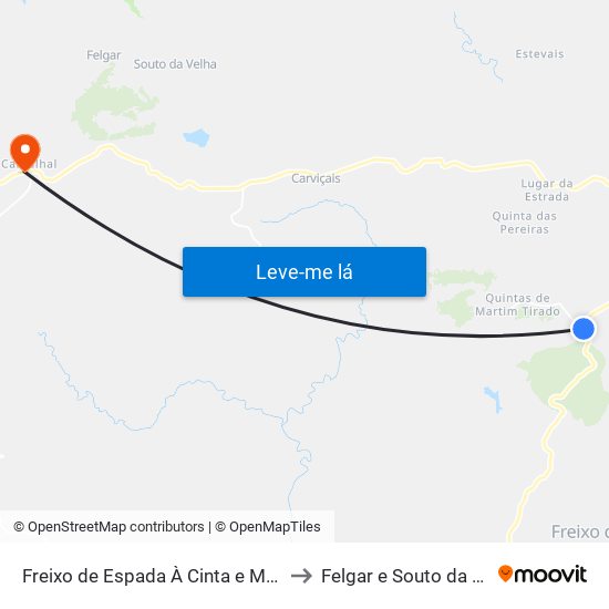 Freixo de Espada À Cinta e Mazouco to Felgar e Souto da Velha map