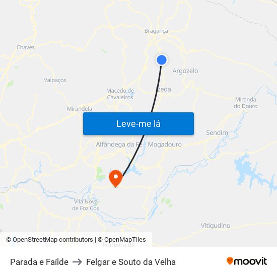 Parada e Faílde to Felgar e Souto da Velha map