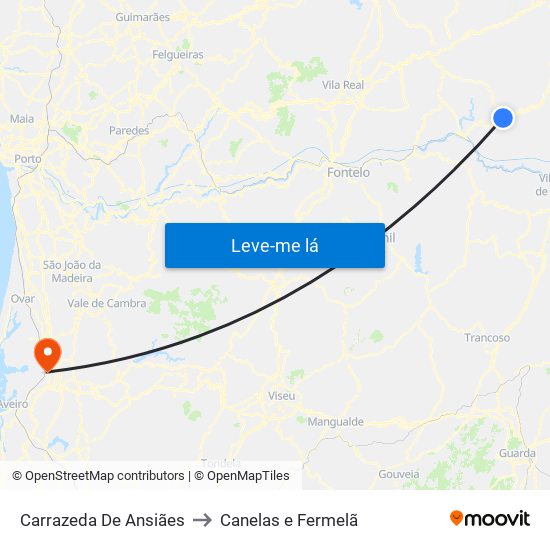 Carrazeda De Ansiães to Canelas e Fermelã map