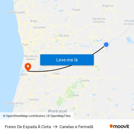 Freixo De Espada À Cinta to Canelas e Fermelã map