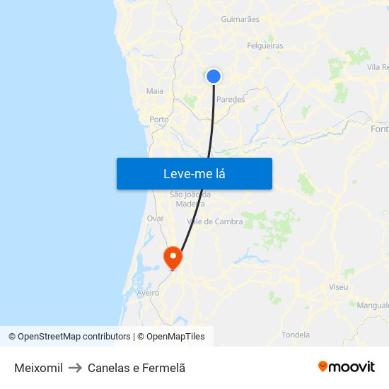 Meixomil to Canelas e Fermelã map