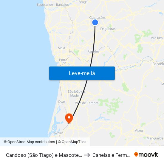 Candoso (São Tiago) e Mascotelos to Canelas e Fermelã map