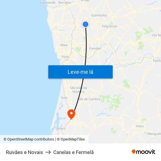 Ruivães e Novais to Canelas e Fermelã map