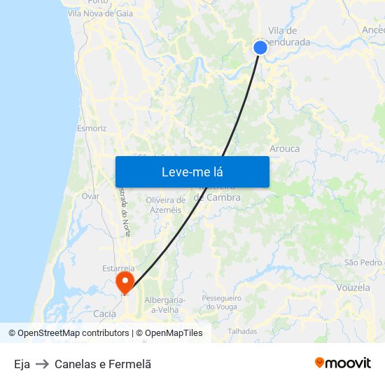 Eja to Canelas e Fermelã map