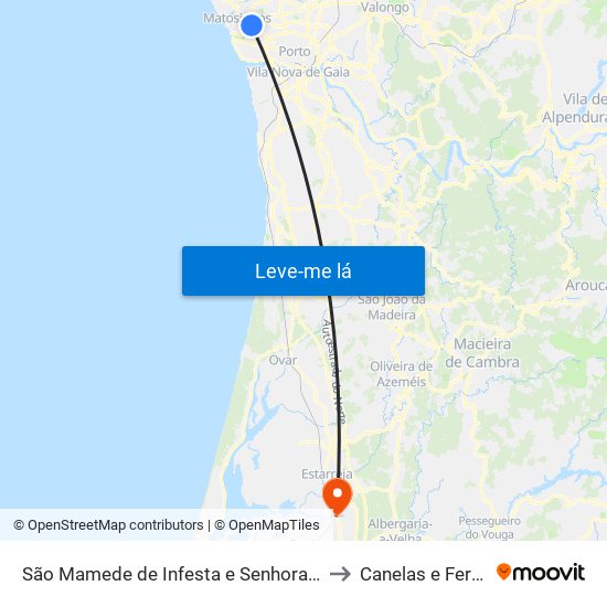 São Mamede de Infesta e Senhora da Hora to Canelas e Fermelã map