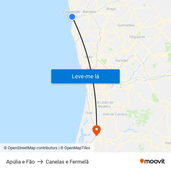 Apúlia e Fão to Canelas e Fermelã map