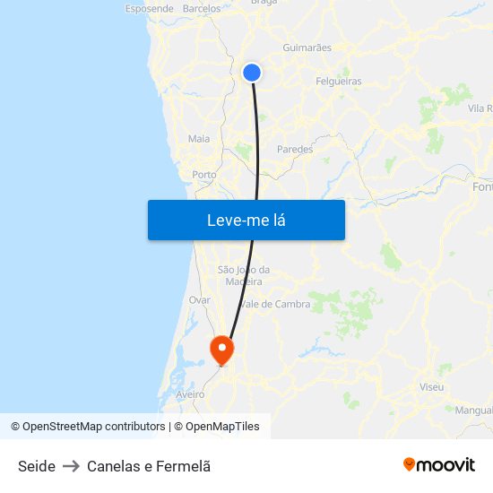 Seide to Canelas e Fermelã map