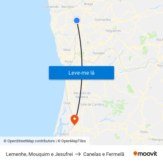 Lemenhe, Mouquim e Jesufrei to Canelas e Fermelã map