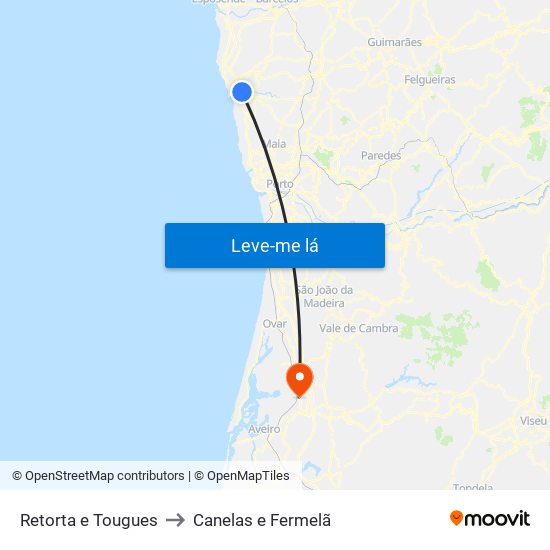 Retorta e Tougues to Canelas e Fermelã map