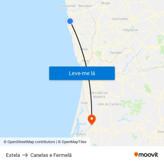 Estela to Canelas e Fermelã map