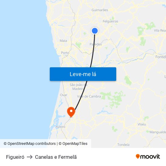 Figueiró to Canelas e Fermelã map