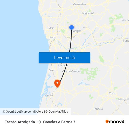 Frazão Arreigada to Canelas e Fermelã map