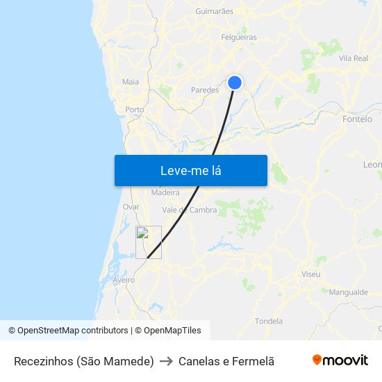 Recezinhos (São Mamede) to Canelas e Fermelã map