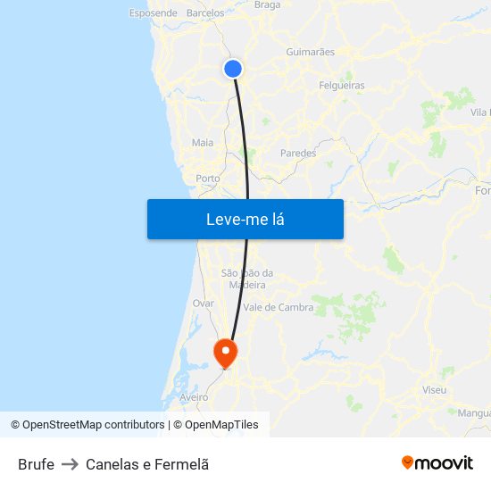 Brufe to Canelas e Fermelã map