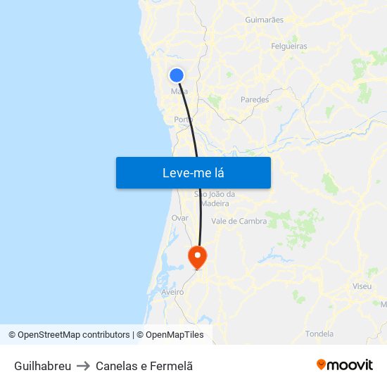 Guilhabreu to Canelas e Fermelã map