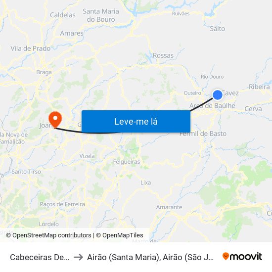 Cabeceiras De Basto to Airão (Santa Maria), Airão (São João) e Vermil map