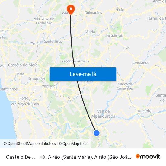 Castelo De Paiva to Airão (Santa Maria), Airão (São João) e Vermil map