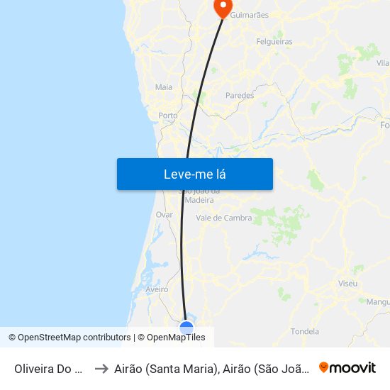 Oliveira Do Bairro to Airão (Santa Maria), Airão (São João) e Vermil map