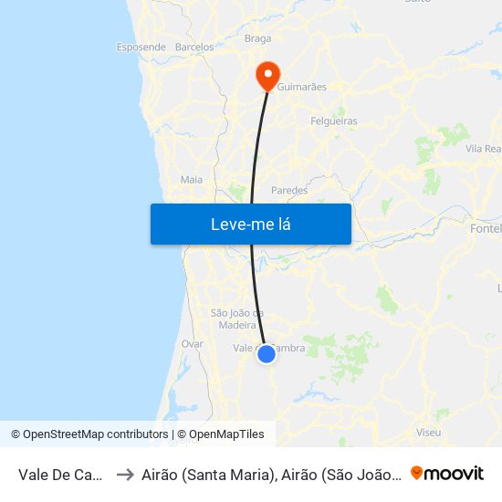 Vale De Cambra to Airão (Santa Maria), Airão (São João) e Vermil map