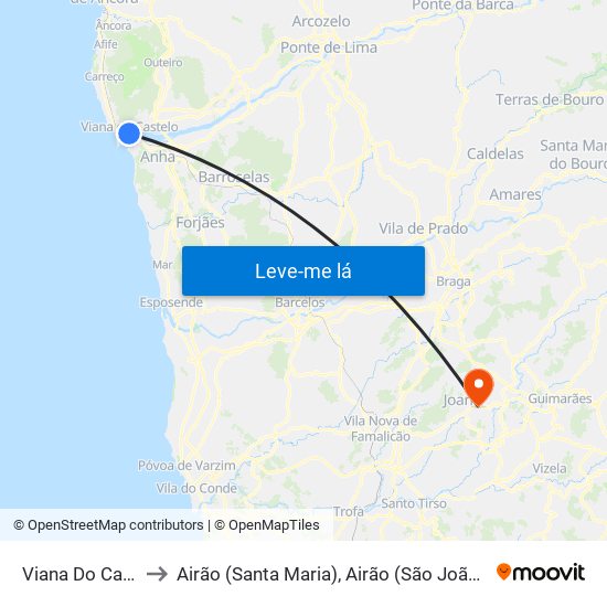 Viana Do Castelo to Airão (Santa Maria), Airão (São João) e Vermil map