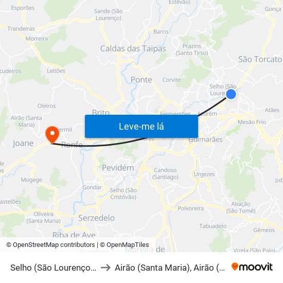 Selho (São Lourenço) e Gominhães to Airão (Santa Maria), Airão (São João) e Vermil map