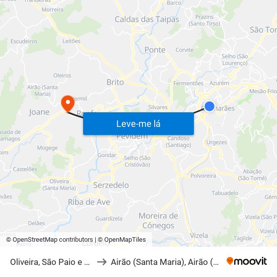 Oliveira, São Paio e São Sebastião to Airão (Santa Maria), Airão (São João) e Vermil map