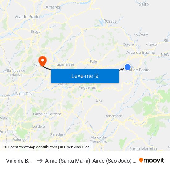 Vale de Bouro to Airão (Santa Maria), Airão (São João) e Vermil map
