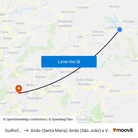 Guilhofrei to Airão (Santa Maria), Airão (São João) e Vermil map