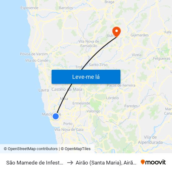 São Mamede de Infesta e Senhora da Hora to Airão (Santa Maria), Airão (São João) e Vermil map