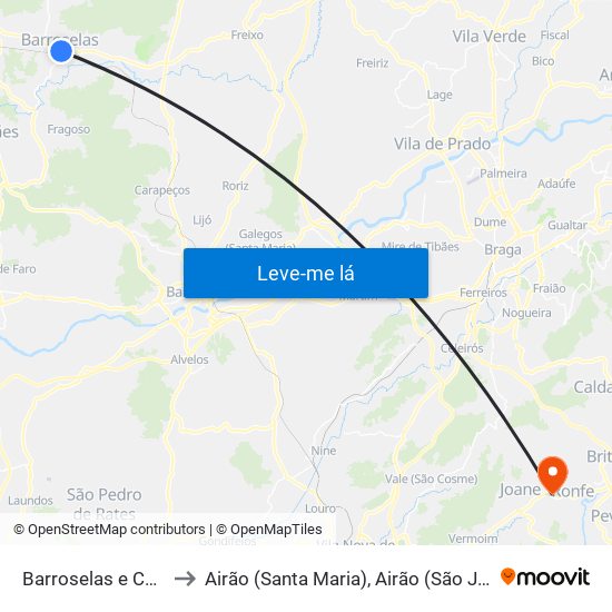 Barroselas e Carvoeiro to Airão (Santa Maria), Airão (São João) e Vermil map