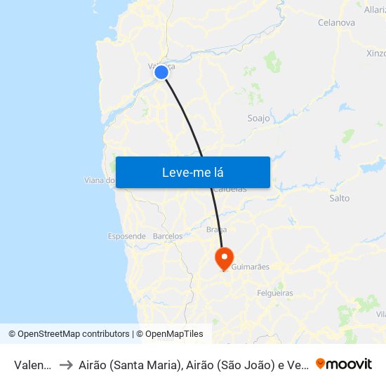 Valença to Airão (Santa Maria), Airão (São João) e Vermil map